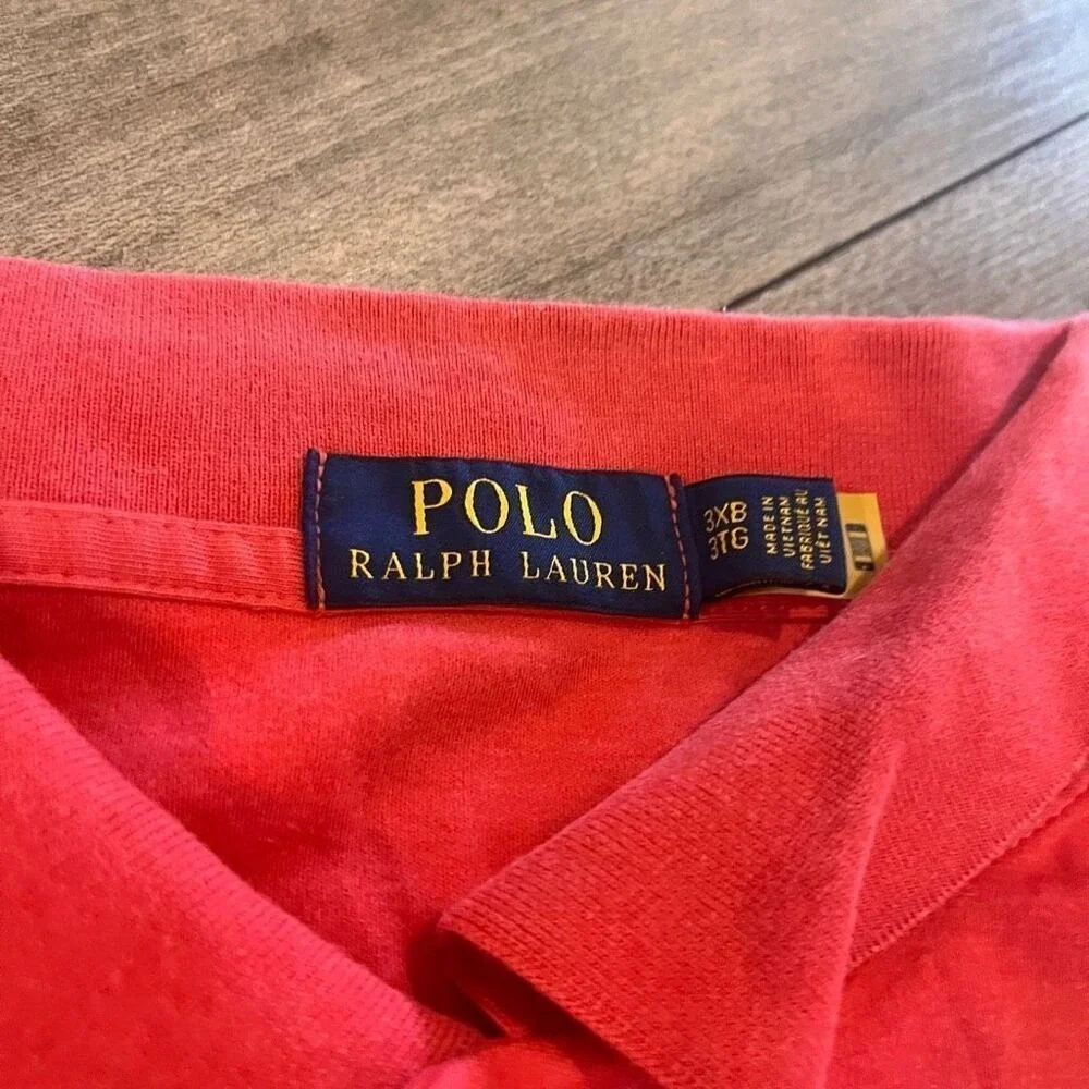 Polo‎ Ralph Lauren Mens 3XB Red Short Sleeve Cotton Mesh Polo Shirt Bin G-0